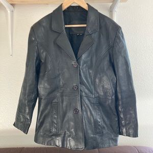 BONUS Genuine Leather button up jacket  
Tag says XL but fits like a M